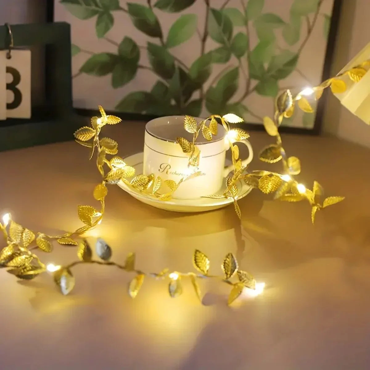 Golden Tiny Leaves Fairy Light Sliver Leaf Battery Powerd Led Copper Wire String Lights For Wedding Home Party DIY Xmas Decor
