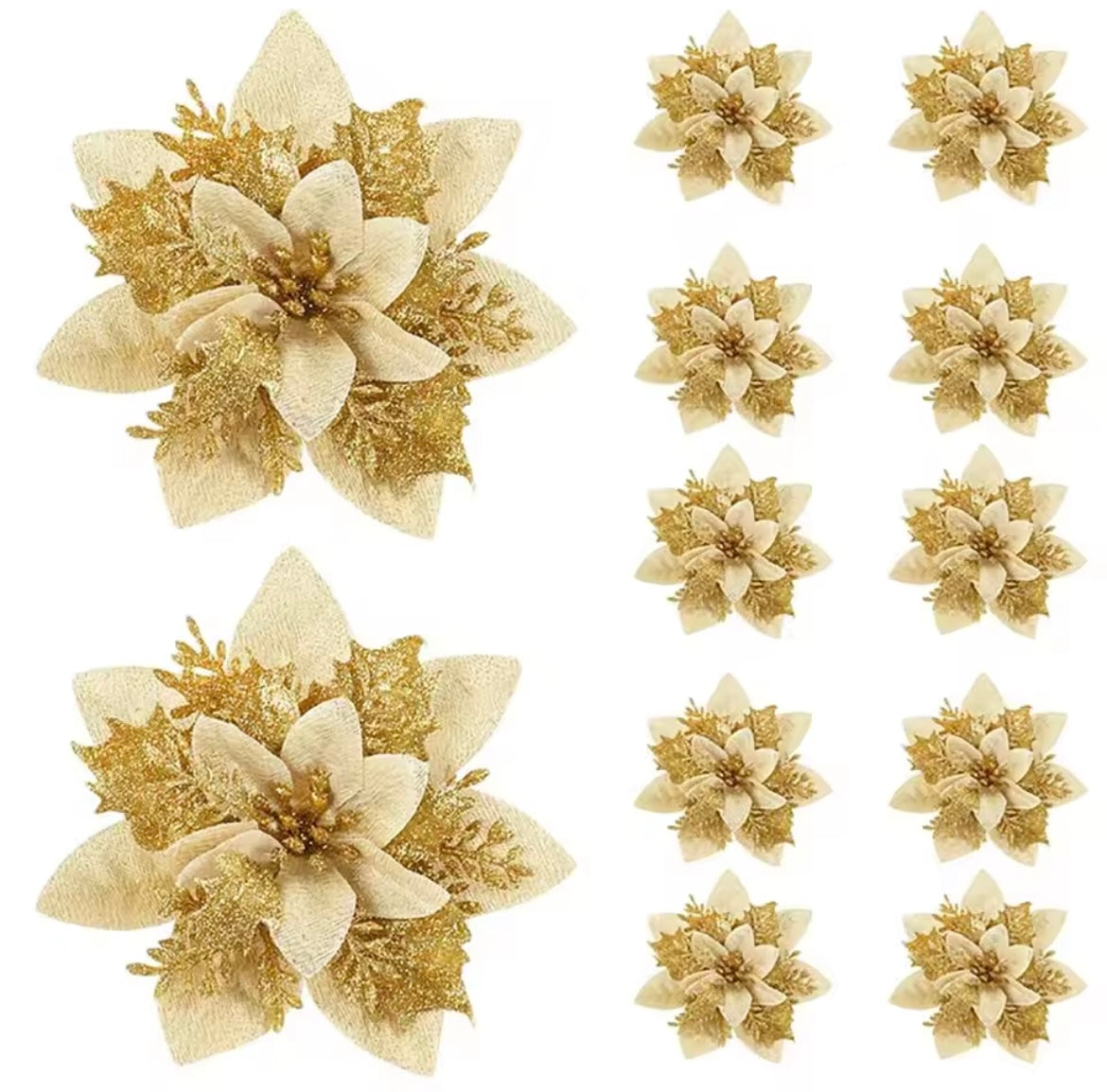 Ornements de fleurs pour sapin de noël, 10 pièces de 14,5cm