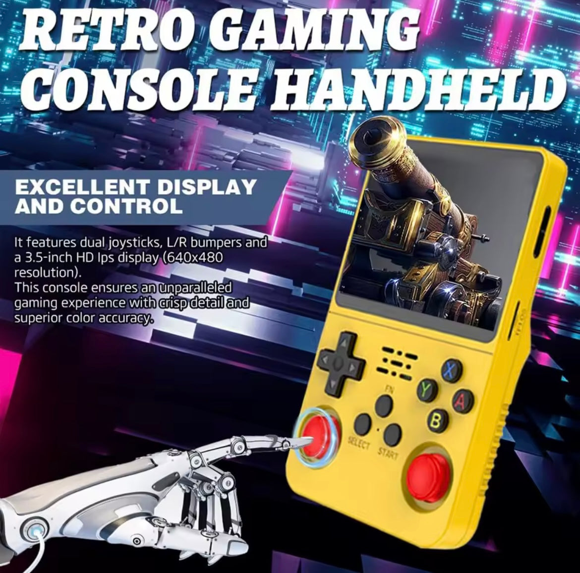 Console de jeu rétro portable classique R36S avec système ARKOS, jeux vidéo, carte unique, Portable, cadeau pour enfants, 3.5 pouce – Plus de 500