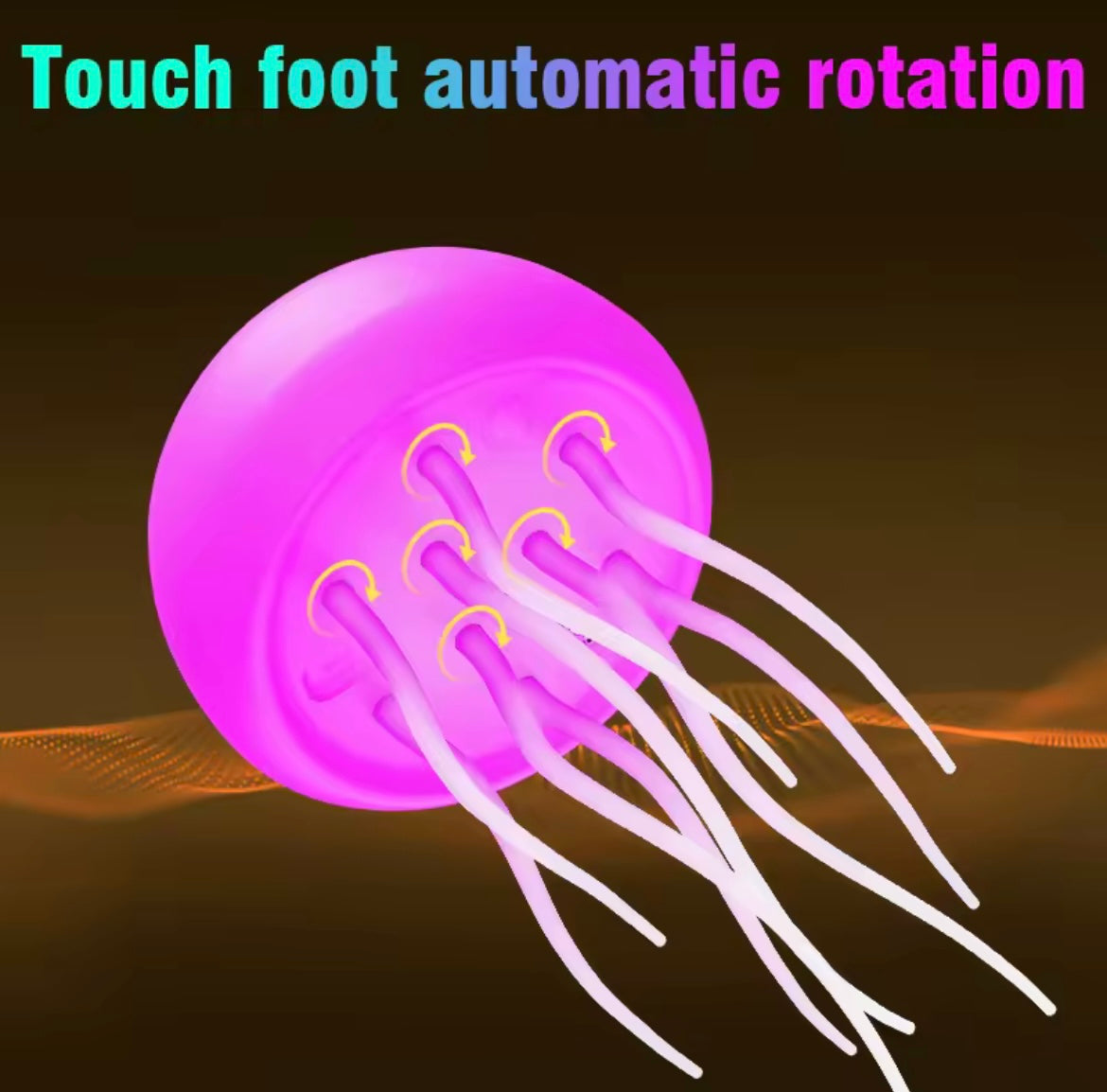 Méduse dessin animé LED Nihgt lumière commande vocale dégradé mignon rotatif méduse suspension lampe de chevet RGB lampes de Table décor de chambre