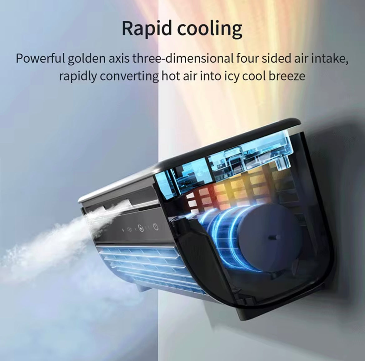 Edon ventilateur de climatisation 6000 mah cuisine sans fil, lavables,glace et brouillard ventilateur de refroidissement semi-conducteur réfrigération mural ventilateur de bureau