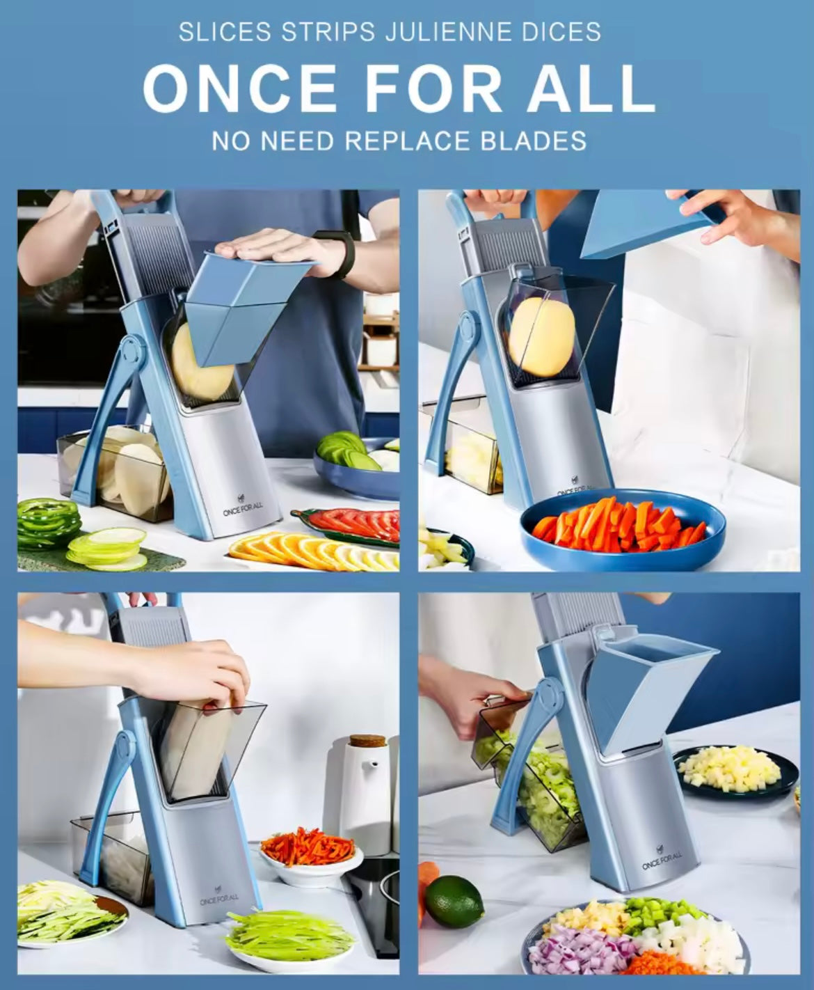Accessoires de cuisine Trancheuse Mandoline, ONCE FOR ALL. Tranche de légumes, hachoir alimentaire, coupe, coupe-fruits, frites, Julinner