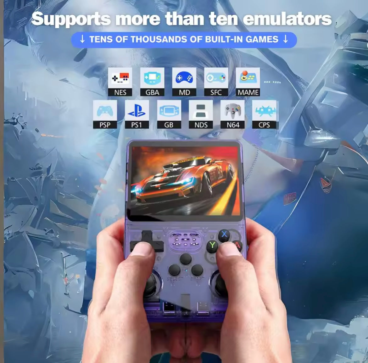 Console de jeu rétro portable classique R36S avec système ARKOS, jeux vidéo, carte unique, Portable, cadeau pour enfants, 3.5 pouce – Plus de 500