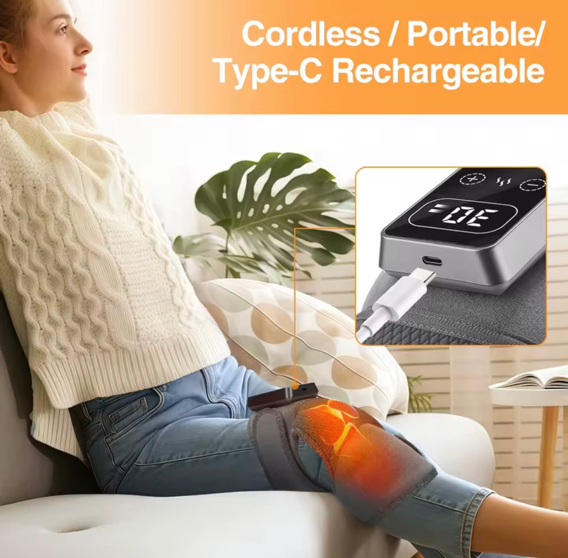 Genouillère de Massage Chauffante – Soulagement de la Douleur & Relaxation Musculaire