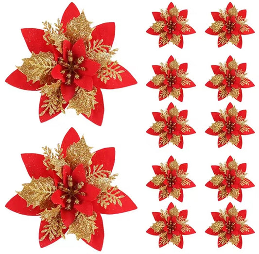 Ornements de fleurs pour sapin de noël, 10 pièces de 14,5cm