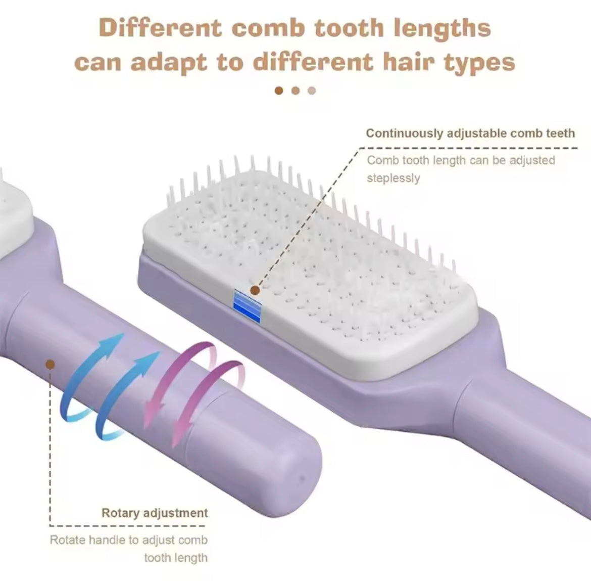 Brosse de Massage autonettoyante, peigne télescopique, nettoyage à une touche, perte de cheveux, Airbag, peigne de Massage du cuir chevelu avec poils rétractables, 1/2 pièces