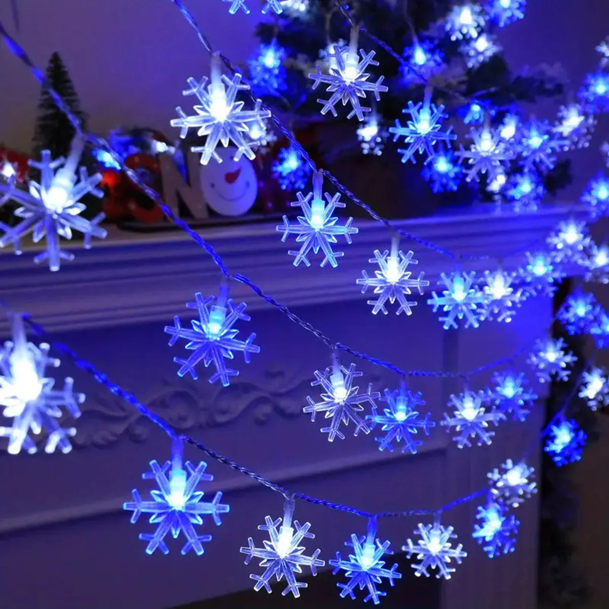 Guirlande LED Flocons de Neige – Éclairage Décoratif Intérieur & Extérieur pour Noël, Mariages et Fêtes