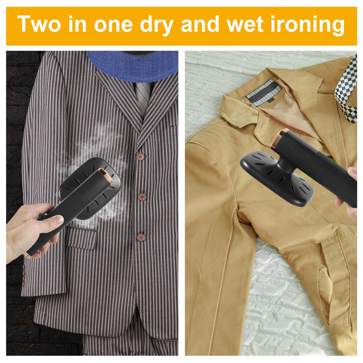 Fer à repasser de voyage, mini-machine à repasser portable, défroisseur à vapeur pour vêtements, éliminateur de plis, fer à vapeur manuel sec et humide pour tissus et vêtements.