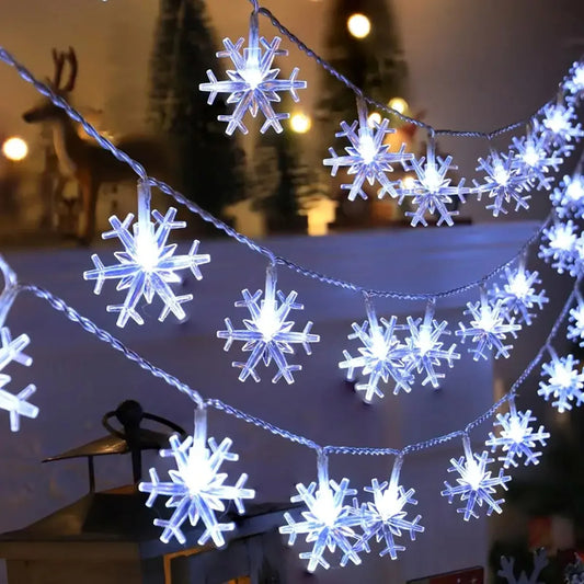 Guirlande LED Flocons de Neige – Éclairage Décoratif Intérieur & Extérieur pour Noël, Mariages et Fêtes