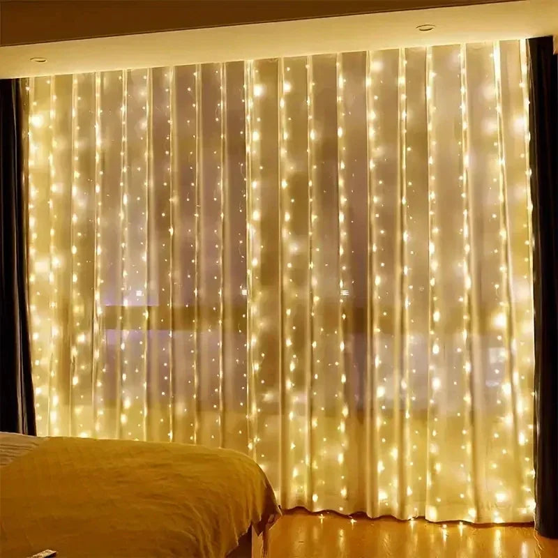 Guirlande lumineuse LED rideau avec télécommande USB – 3/4/6 mètres – Décoration de Noël, maison, chambre et fêtes
