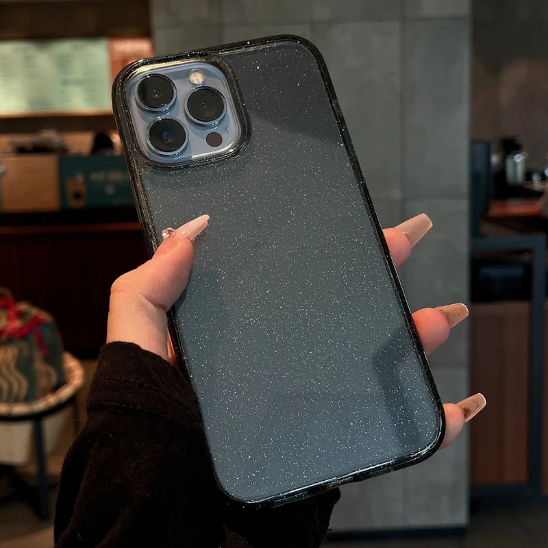 Coque de Téléphone Transparente Luxe à Paillettes pour iPhone 16 15 14 13 12 11 Pro Max Plus Mini – Silicone Souple avec Protection Antichoc