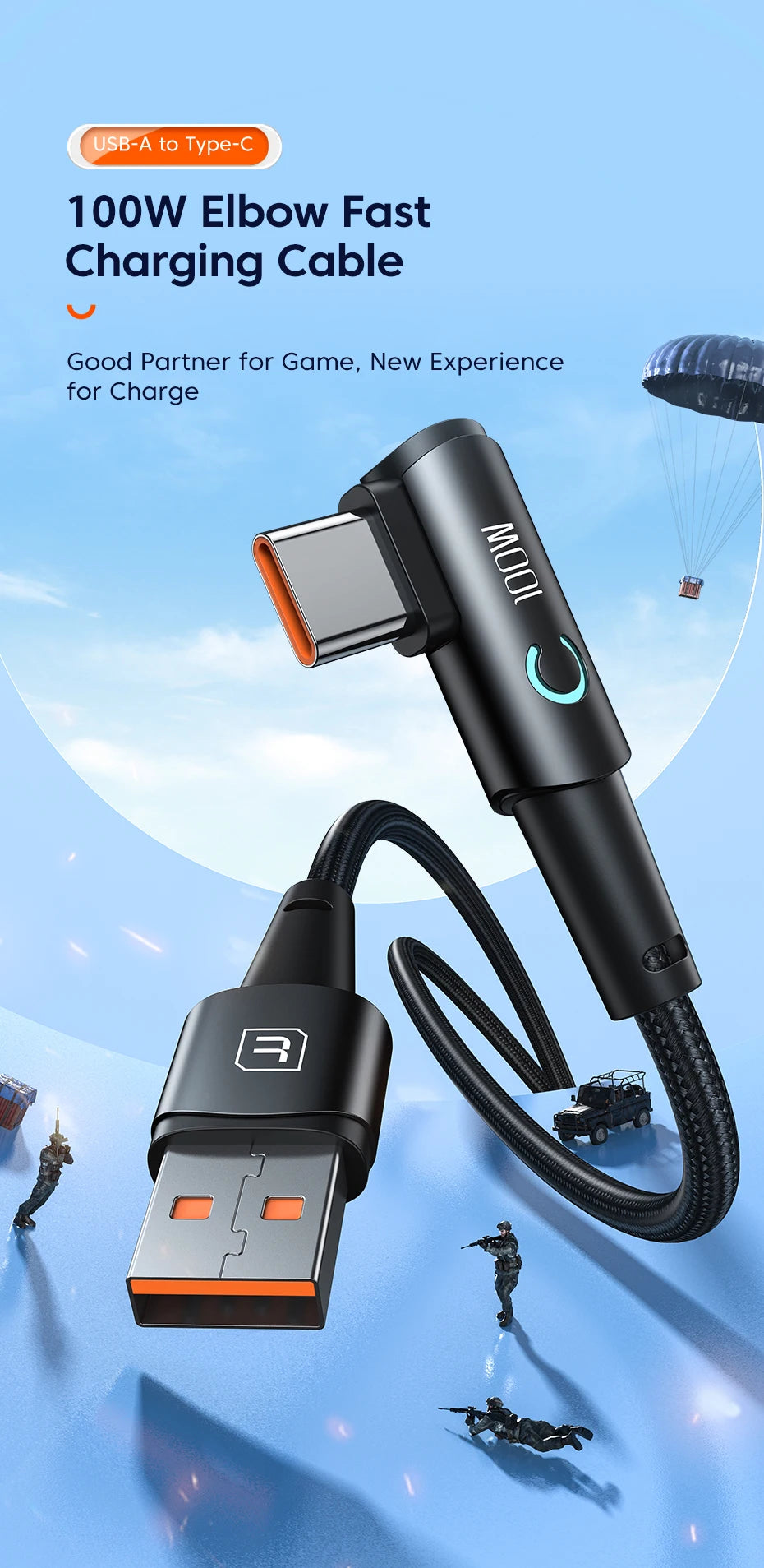 ⚡ Câble de Charge Rapide Toocki 100W/6A – USB-C Haute Performance