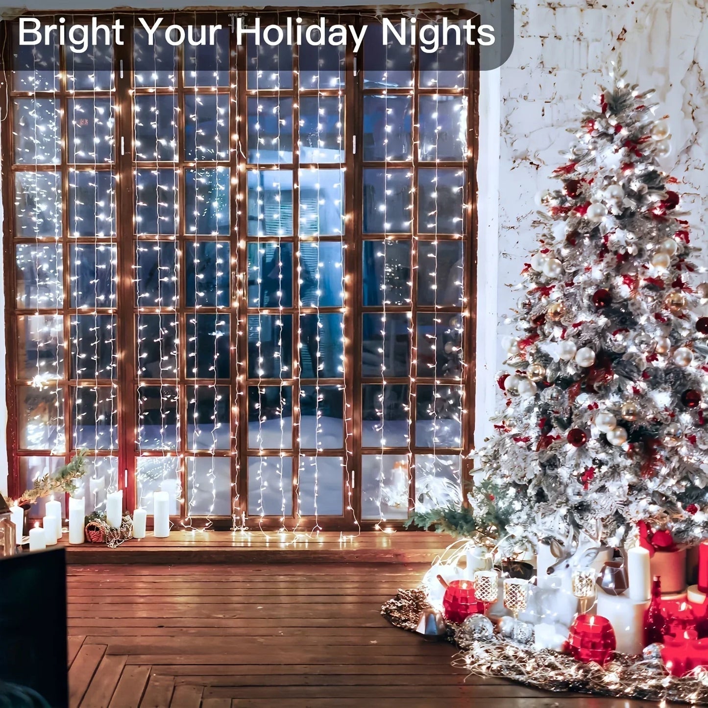 Guirlande lumineuse LED rideau avec télécommande USB – 3/4/6 mètres – Décoration de Noël, maison, chambre et fêtes