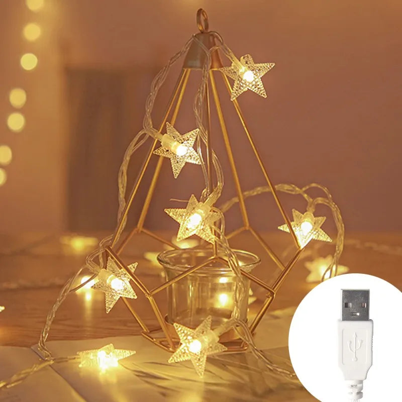 Guirlande Étoiles LED – Lumières Décoratives Chaudes pour Maison, Mariage, Fête & Noël