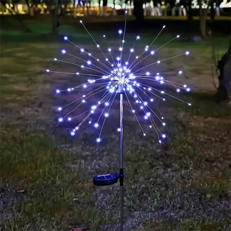 Lumières Solaires de Jardin en Forme de Feu d’Artifice - Éclairage LED Étanche et Magique pour Votre Extérieur